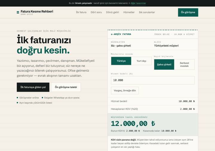 Serbest tasarımı — freelancer ve serbest meslek odaklı