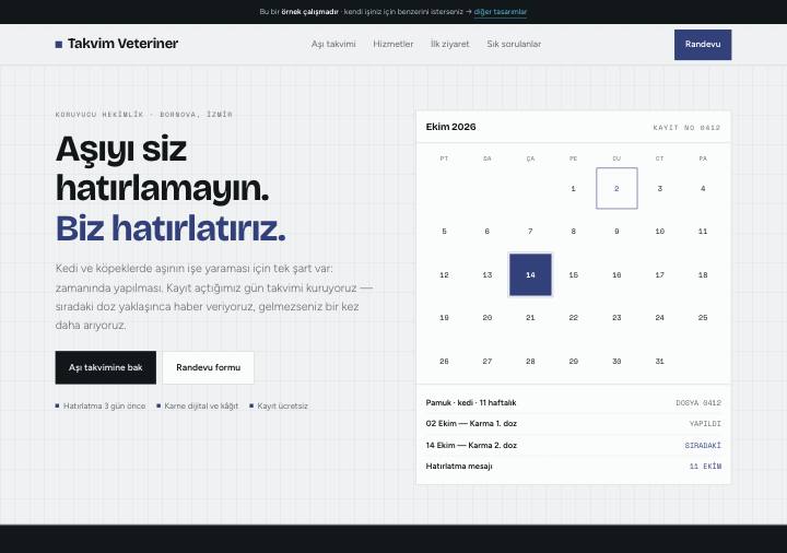 Takvim tasarımı — aşı ve parazit takvimi, tablo düzeni