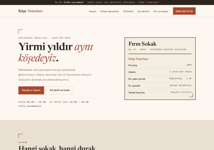 Mahalle tasarımı — sıcak palet, ulaşım krokisi